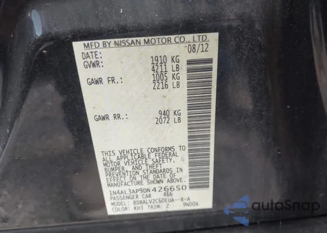 2013 Nissan Altima 2.5 Sl from USA, damaged, VIN 1N4AL3AP9DN426650